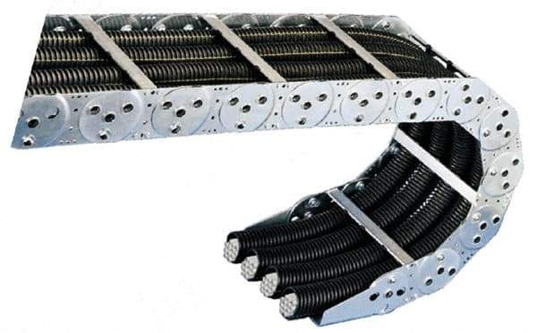 KabelSchlepp - 1 Ft. Long, Steel, Fixed Open Cable and Hose Carrier - 11.31 Inch Inside Width x 2.83 Inch Inside Height, 12-1/4 Inch Outside Width x 3.7 Inch Outside Height, 8.66 Inch Bend Radius - USA Tool & Supply