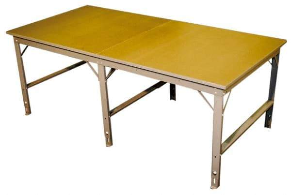 Phillocraft - 96 Wide x 66" Deep x 33" High, Wood Production Table - Comfort Edge, Adjustable Height Legs - USA Tool & Supply