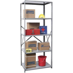Hallowell - 5 Shelf Starter Unit Box Edge Open Steel Shelving - 800 Lb Capacity, 36" Wide x 87" High x 24" Deep, Gray - USA Tool & Supply