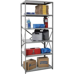 Hallowell - 6 Shelf Starter Unit Box Edge Open Steel Shelving - 800 Lb Capacity, 36" Wide x 87" High x 24" Deep, Gray - USA Tool & Supply