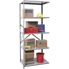 Hallowell - 5 Shelf Add-On Box Edge Open Steel Shelving - 800 Lb Capacity, 36" Wide x 87" High x 24" Deep, Gray - USA Tool & Supply