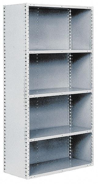 Hallowell - 5 Shelf, 800 Lb. Capacity, Closed Shelving Add-On Unit - 36 Inch Wide x 18 Inch Deep x 87 Inch High, Gray - USA Tool & Supply