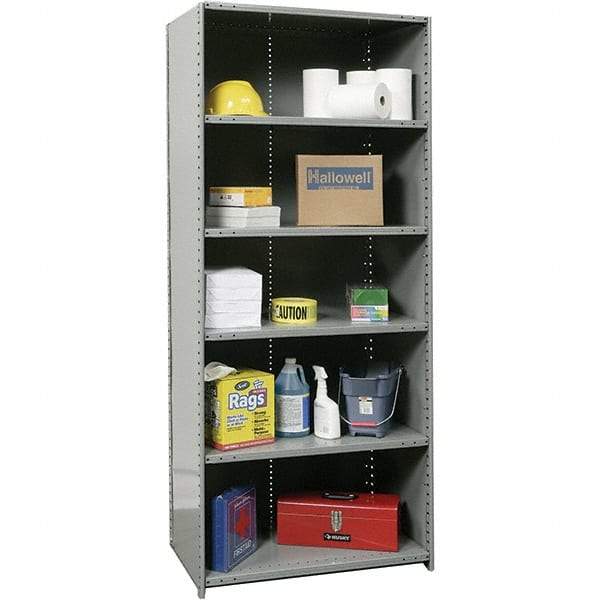 Hallowell - 6 Shelf, 800 Lb. Capacity, Closed Shelving Starter Unit - 36 Inch Wide x 24 Inch Deep x 87 Inch High, Gray - USA Tool & Supply