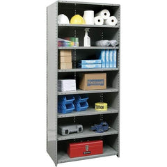 Hallowell - 8 Shelf, 800 Lb. Capacity, Closed Shelving Starter Unit - 36 Inch Wide x 24 Inch Deep x 87 Inch High, Gray - USA Tool & Supply