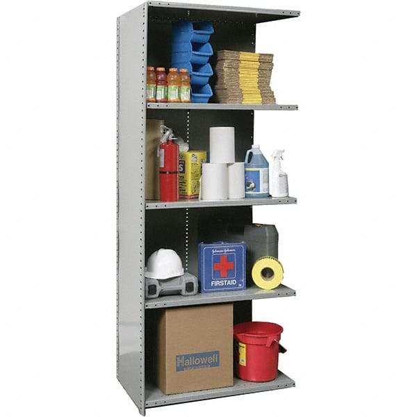 Hallowell - 5 Shelf, 800 Lb. Capacity, Closed Shelving Add-On Unit - 36 Inch Wide x 24 Inch Deep x 87 Inch High, Gray - USA Tool & Supply