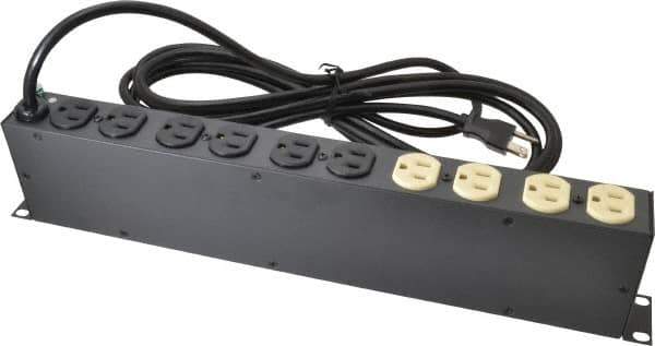 Tripp-Lite - 12 Outlets, 120 Volts, 15 Amps, 15' Cord, Power Outlet Strip - Rack Mount, 5-15P NEMA Configuration, 17-1/2" Strip, ANSI C62.41, IEEE 587, IEEE 587 Category A Specifications, IEEE 587 Category B Specifications, UL1449 3rd Edition - USA Tool & Supply