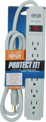 Tripp-Lite - 6 Outlets, 120 Volts, 15 Amps, 4' Cord, Power Outlet Strip - Free Hanging, Keyhole Mount, 5-15P NEMA Configuration, 10.8" Strip, UL1449 3rd Edition - USA Tool & Supply