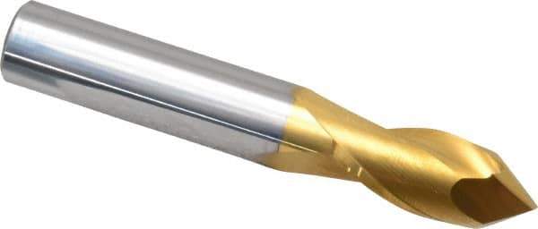 Melin Tool - 7/16" Diam, 1" LOC, 2 Flute, 90° Point Angle, Solid Carbide Drill Mill - TiN Finish, 2-3/4" OAL, 7/16" Shank Diam - USA Tool & Supply