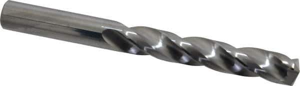 SGS - 31/64" 150° Solid Carbide Jobber Drill - Bright Finish, Right Hand Cut, Spiral Flute, Straight Shank, 4-3/4" OAL, Standard Point - USA Tool & Supply