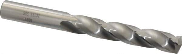 SGS - 1/2" 150° Solid Carbide Jobber Drill - Bright Finish, Right Hand Cut, Spiral Flute, Straight Shank, 4-3/4" OAL, Standard Point - USA Tool & Supply