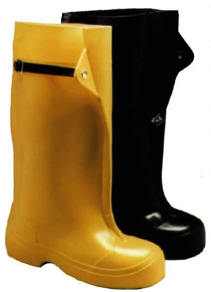 Winter Walking - Men's 13 Traction Overshoes - 15" High, Plain Toe, Nonslip Sole, PVC Upper, Black - USA Tool & Supply