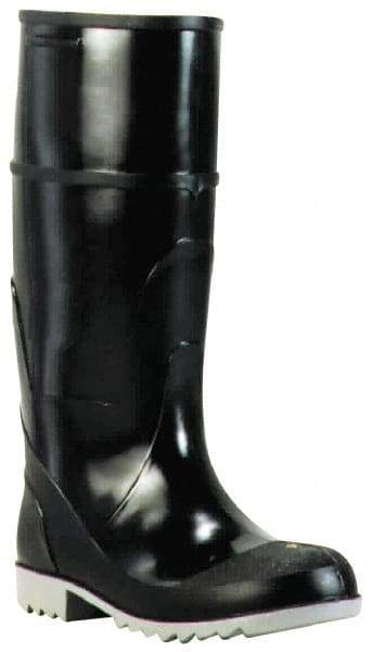 Winter Walking - Size 13 Plain Work Boot - Black, Gray, Polyurethane, PVC Upper, Rubber Outsole, 16" High, Chemical Resistant, Non-Slip, Waterproof - USA Tool & Supply