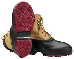 Winter Walking - Men's 6-7.5 (Women's 8-9.5) Traction Overshoes - 4" High, Plain Toe, Nonslip Sole, Rubber Upper, Black - USA Tool & Supply