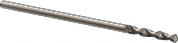 Accupro - 0.065" 130° Parabolic Flute Cobalt Screw Machine Drill Bit - Bright Finish, Right Hand Cut, 0.394" Flute Length, 1.339" OAL, Split Point, Straight Shank - USA Tool & Supply