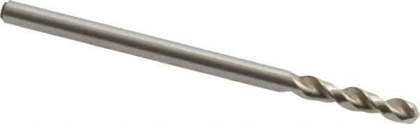 Accupro - 0.0945" 130° Parabolic Flute Cobalt Screw Machine Drill Bit - Bright Finish, Right Hand Cut, 0.551" Flute Length, 1.693" OAL, Split Point, Straight Shank - USA Tool & Supply