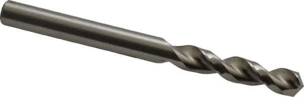 Accupro - #5 130° Parabolic Flute Cobalt Screw Machine Drill Bit - Bright Finish, Right Hand Cut, 1.024" Flute Length, 2.441" OAL, Split Point, Straight Shank - USA Tool & Supply