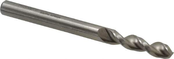 Accupro - 0.2205" 130° Parabolic Flute Cobalt Screw Machine Drill Bit - Bright Finish, Right Hand Cut, 1.102" Flute Length, 2.598" OAL, Split Point, Straight Shank - USA Tool & Supply