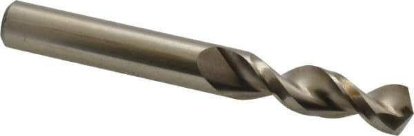 Accupro - 0.4134" 130° Parabolic Flute Cobalt Screw Machine Drill Bit - Bright Finish, Right Hand Cut, 1.693" Flute Length, 3.504" OAL, Split Point, Straight Shank - USA Tool & Supply