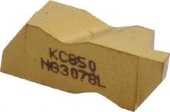 Kennametal - 3078NG Grade KC850, 1.98mm Cutting Width Carbide Grooving Insert - 2.39mm Max Depth of Cut, Left Hand, 0.19mm Corner Radius, TiC/TiCN/TiN Finish - USA Tool & Supply