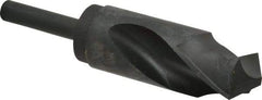 Interstate - 37mm Drill, 118° Point, High Speed Steel Silver Deming & Reduced Shank Drill Bit - Oxide Finish, 6" OAL, Straight Shank, 3" Flute Length, Right Hand Cut, Standard Point, Spiral Flute, Regular Spiral - USA Tool & Supply