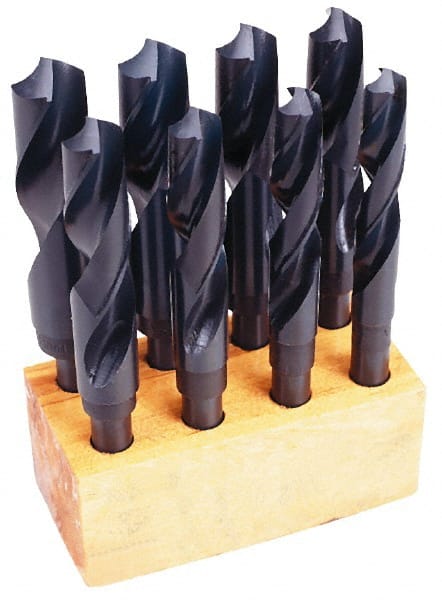 Chicago-Latrobe - 17/32 to 1", 118° Point, Oxide Finish, High Speed Steel Reduced Shank Drill Bit Set - USA Tool & Supply
