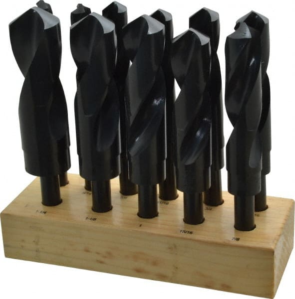 Interstate - 17/32 to 1-1/4", 118° Point, Oxide Finish, High Speed Steel Reduced Shank Drill Bit Set - USA Tool & Supply