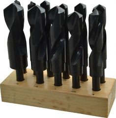 Interstate - 17/32 to 1-1/4", 118° Point, Oxide Finish, High Speed Steel Reduced Shank Drill Bit Set - USA Tool & Supply