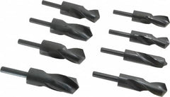 Interstate - 1-1/16 to 1-1/2", 118° Point, Oxide Finish, High Speed Steel Reduced Shank Drill Bit Set - USA Tool & Supply