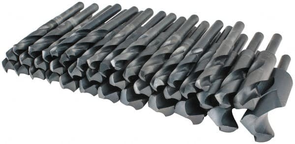 Interstate - 33/64 to 1-1/2", 118° Point, Oxide Finish, High Speed Steel Reduced Shank Drill Bit Set - USA Tool & Supply