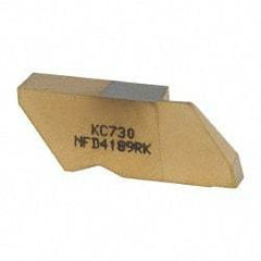 Kennametal - 4189NFD K Grade KC730, 4.8mm Cutting Width Carbide Grooving Insert - 9.53mm Max Depth of Cut, Right Hand, 0.57mm Corner Radius, TiN Finish - USA Tool & Supply