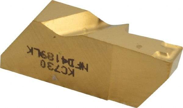 Kennametal - 4189NFD K Grade KC730, 4.8mm Cutting Width Carbide Grooving Insert - 9.53mm Max Depth of Cut, Left Hand, 0.57mm Corner Radius, TiN Finish - USA Tool & Supply