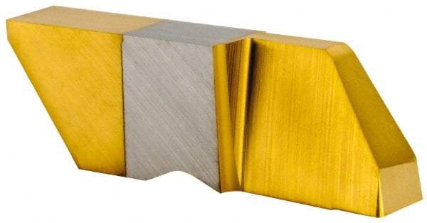 Kennametal - 4250NFD K Grade KC730, 6.35mm Cutting Width Carbide Grooving Insert - 12.7mm Max Depth of Cut, Left Hand, 0.57mm Corner Radius, TiN Finish - USA Tool & Supply