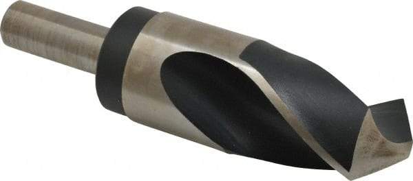Interstate - 1-23/32" Drill, 118° Point, High Speed Steel Silver Deming & Reduced Shank Drill Bit - Oxide Finish, 6" OAL, Straight Shank, 3" Flute Length, Right Hand Cut, Standard Point, Spiral Flute, Regular Spiral - USA Tool & Supply