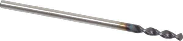 Accupro - 0.065" 130° Parabolic Flute Cobalt Screw Machine Drill Bit - TiAlN Finish, Right Hand Cut, 0.394" Flute Length, 1.339" OAL, Split Point, Straight Shank - USA Tool & Supply