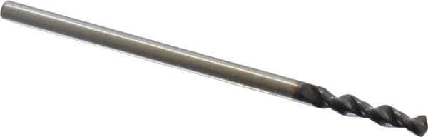 Accupro - 0.0657" 130° Parabolic Flute Cobalt Screw Machine Drill Bit - TiAlN Finish, Right Hand Cut, 0.394" Flute Length, 1.339" OAL, Split Point, Straight Shank - USA Tool & Supply