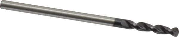 Accupro - 0.0807" 130° Parabolic Flute Cobalt Screw Machine Drill Bit - TiAlN Finish, Right Hand Cut, 0.472" Flute Length, 1.496" OAL, Split Point, Straight Shank - USA Tool & Supply