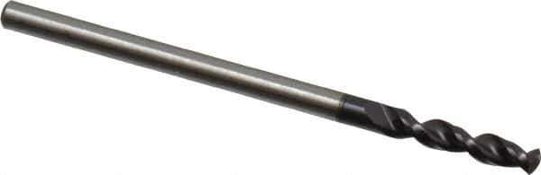 Accupro - 0.0827" 130° Parabolic Flute Cobalt Screw Machine Drill Bit - TiAlN Finish, Right Hand Cut, 0.472" Flute Length, 1.496" OAL, Split Point, Straight Shank - USA Tool & Supply