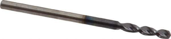 Accupro - 0.0866" 130° Parabolic Flute Cobalt Screw Machine Drill Bit - TiAlN Finish, Right Hand Cut, 0.512" Flute Length, 1.575" OAL, Split Point, Straight Shank - USA Tool & Supply