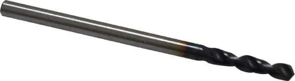 Accupro - 0.0906" 130° Parabolic Flute Cobalt Screw Machine Drill Bit - TiAlN Finish, Right Hand Cut, 0.512" Flute Length, 1.575" OAL, Split Point, Straight Shank - USA Tool & Supply
