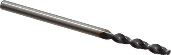Accupro - 0.0965" 130° Parabolic Flute Cobalt Screw Machine Drill Bit - TiAlN Finish, Right Hand Cut, 0.551" Flute Length, 1.693" OAL, Split Point, Straight Shank - USA Tool & Supply