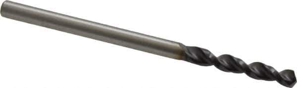Accupro - 0.0984" 130° Parabolic Flute Cobalt Screw Machine Drill Bit - TiAlN Finish, Right Hand Cut, 0.551" Flute Length, 1.693" OAL, Split Point, Straight Shank - USA Tool & Supply
