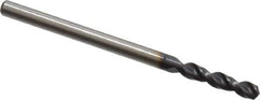 Accupro - 0.1024" 130° Parabolic Flute Cobalt Screw Machine Drill Bit - TiAlN Finish, Right Hand Cut, 0.551" Flute Length, 1.693" OAL, Split Point, Straight Shank - USA Tool & Supply
