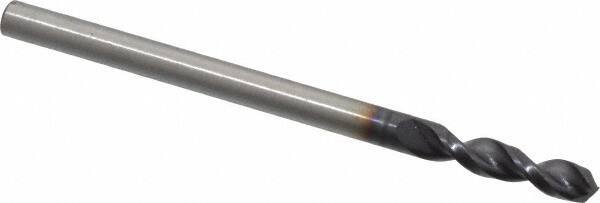 Accupro - #37 130° Parabolic Flute Cobalt Screw Machine Drill Bit - TiAlN Finish, Right Hand Cut, 0.551" Flute Length, 1.693" OAL, Split Point, Straight Shank - USA Tool & Supply