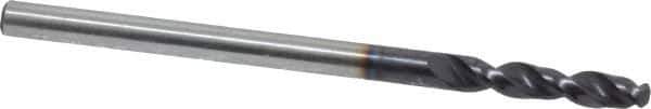 Accupro - #36 130° Parabolic Flute Cobalt Screw Machine Drill Bit - TiAlN Finish, Right Hand Cut, 0.63" Flute Length, 1.811" OAL, Split Point, Straight Shank - USA Tool & Supply