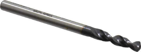 Accupro - 0.1457" 130° Parabolic Flute Cobalt Screw Machine Drill Bit - TiAlN Finish, Right Hand Cut, 0.787" Flute Length, 2.047" OAL, Split Point, Straight Shank - USA Tool & Supply