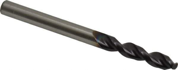 Accupro - 0.2008" 130° Parabolic Flute Cobalt Screw Machine Drill Bit - TiAlN Finish, Right Hand Cut, 1.024" Flute Length, 2.441" OAL, Split Point, Straight Shank - USA Tool & Supply