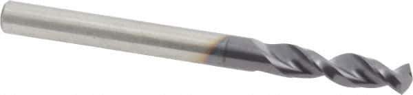 Accupro - #3 130° Parabolic Flute Cobalt Screw Machine Drill Bit - TiAlN Finish, Right Hand Cut, 1.102" Flute Length, 2.598" OAL, Split Point, Straight Shank - USA Tool & Supply