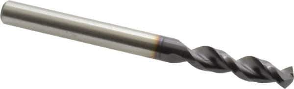 Accupro - 0.2165" 130° Parabolic Flute Cobalt Screw Machine Drill Bit - TiAlN Finish, Right Hand Cut, 1.102" Flute Length, 2.598" OAL, Split Point, Straight Shank - USA Tool & Supply
