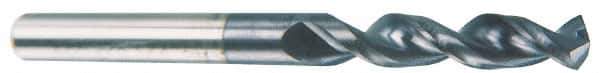 Accupro - 0.3189" 130° Parabolic Flute Cobalt Screw Machine Drill Bit - TiAlN Finish, Right Hand Cut, 1.457" Flute Length, 3.11" OAL, Split Point, Straight Shank - USA Tool & Supply