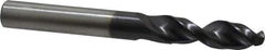 Accupro - 3/8" 130° Parabolic Flute Cobalt Screw Machine Drill Bit - TiAlN Finish, Right Hand Cut, 1.693" Flute Length, 3.504" OAL, Split Point, Straight Shank - USA Tool & Supply